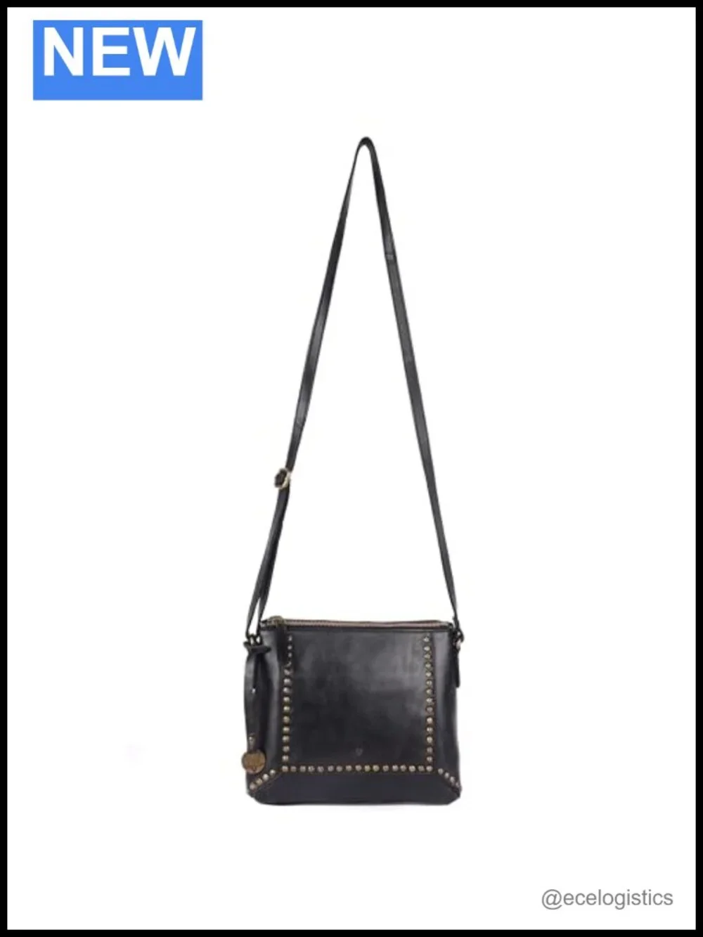 Genuine Italian Leather Boho Studded Crossbody Sling Bag